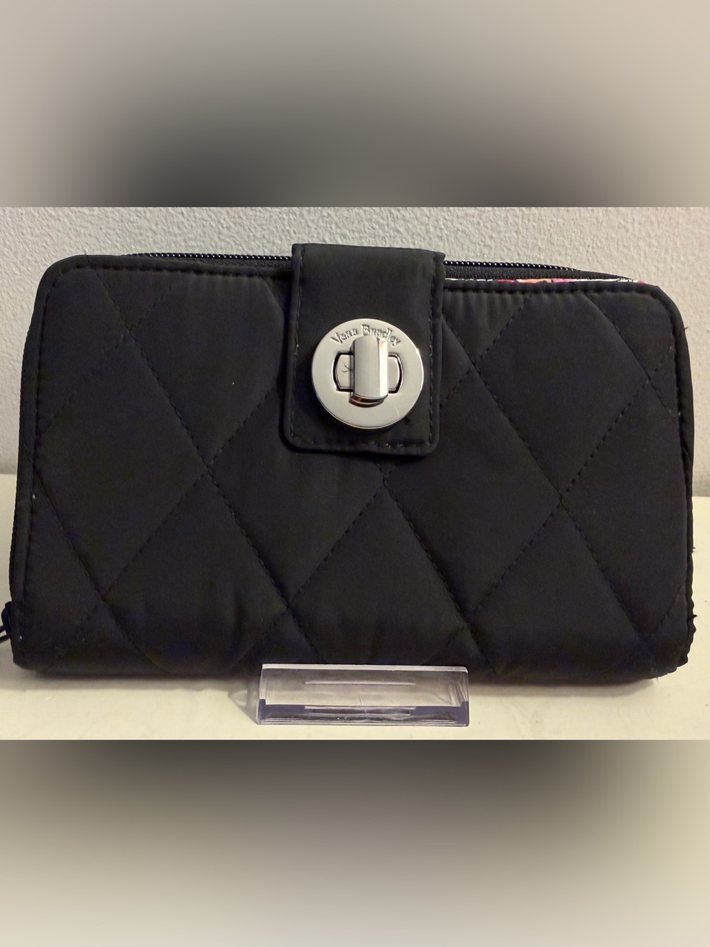 Vera Bradley Ultralight Black Nylon TurnLock Wallet